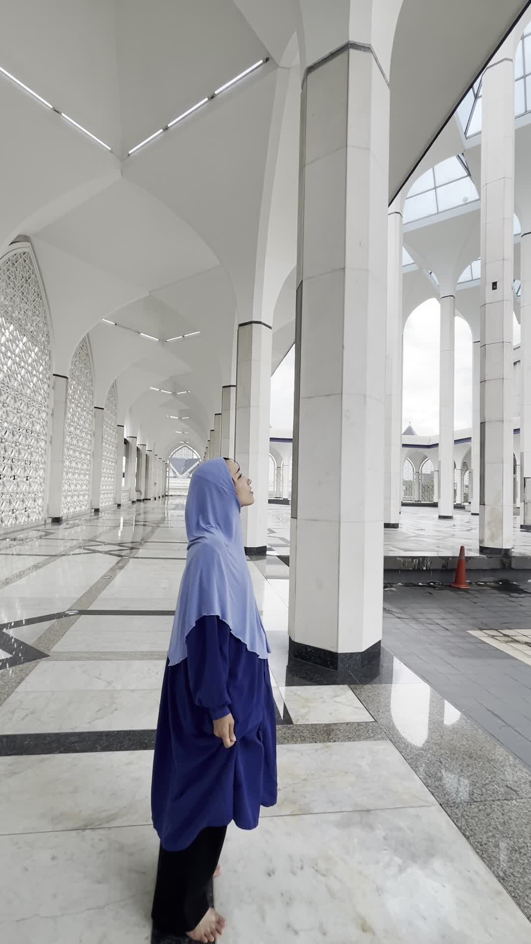 建物を見上げる様子