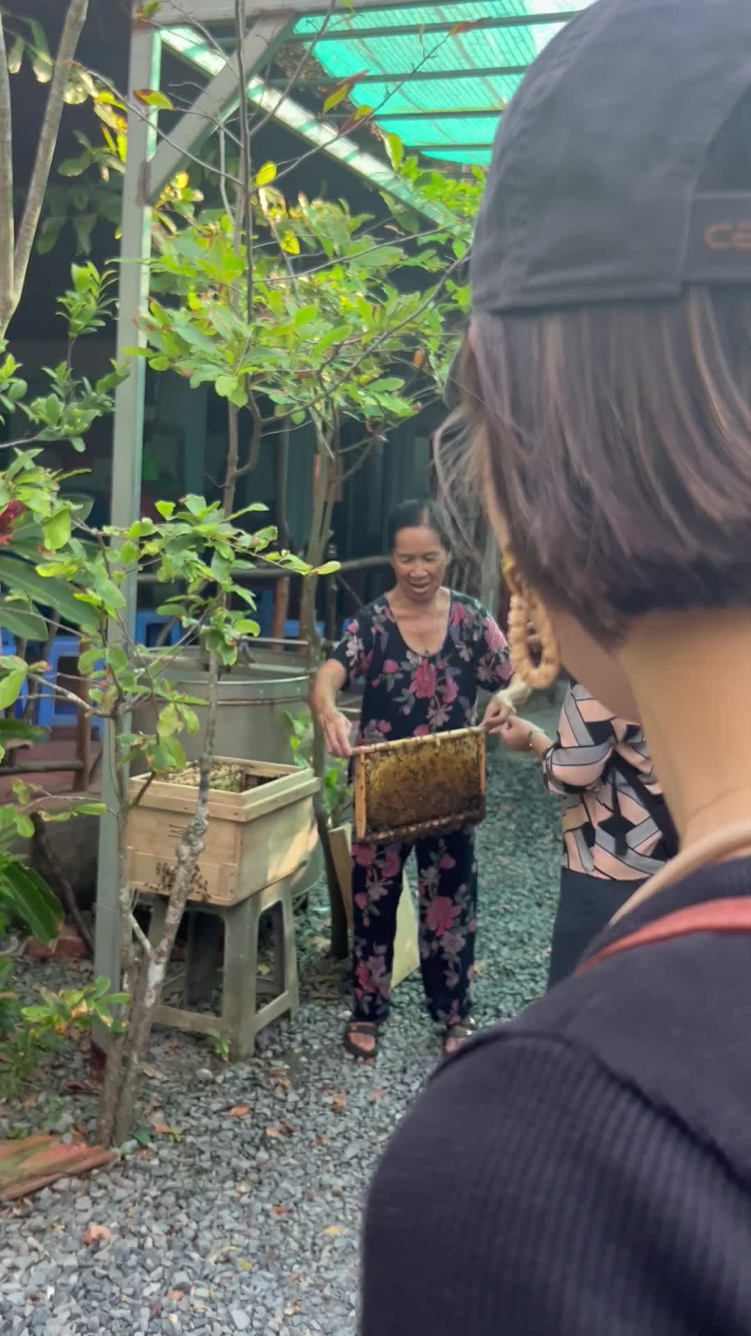 ハチの巣持っててびっくり