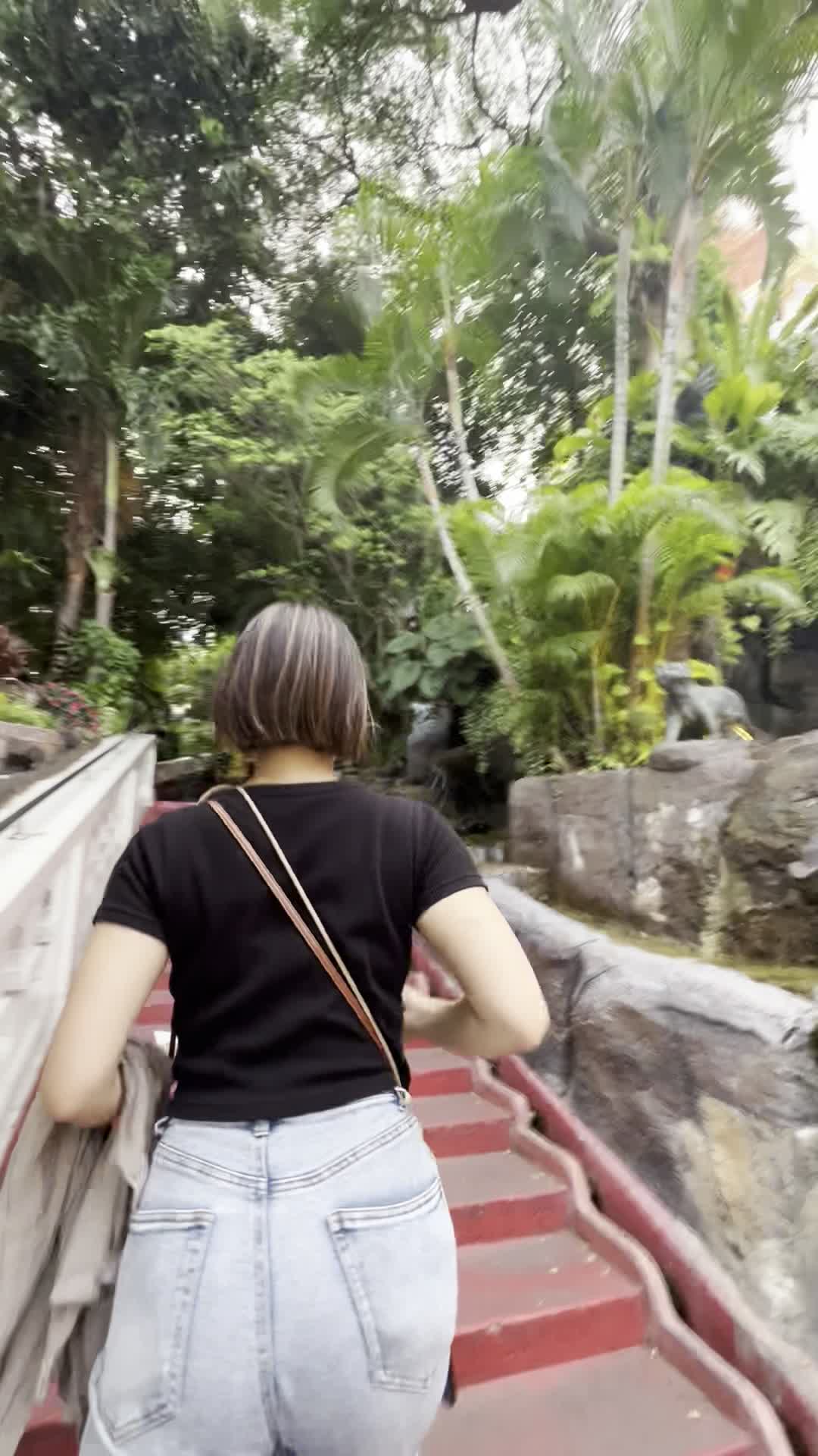 階段でダンスする様子