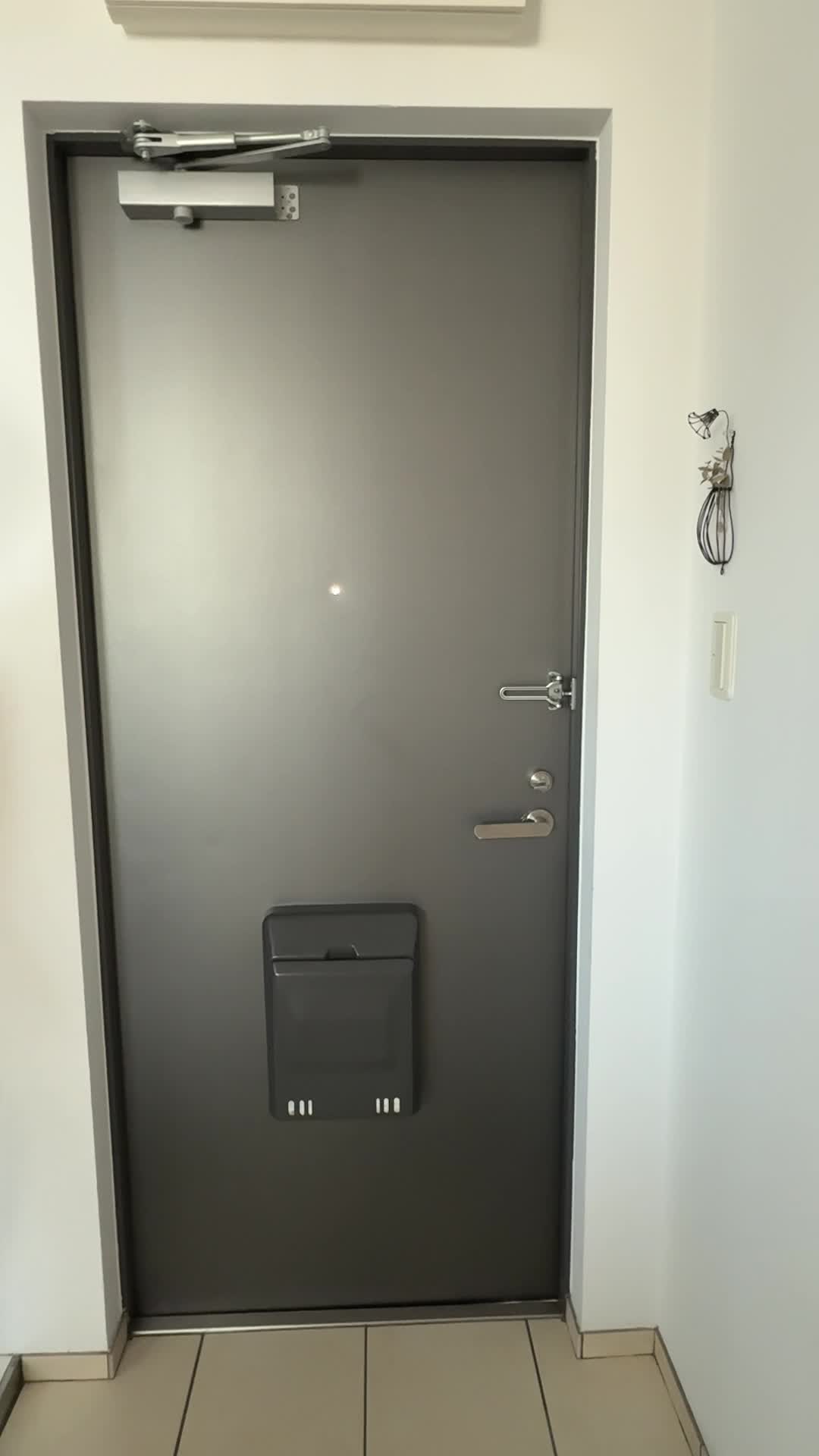 玄関の鍵をゆっくり回して開閉する仕草