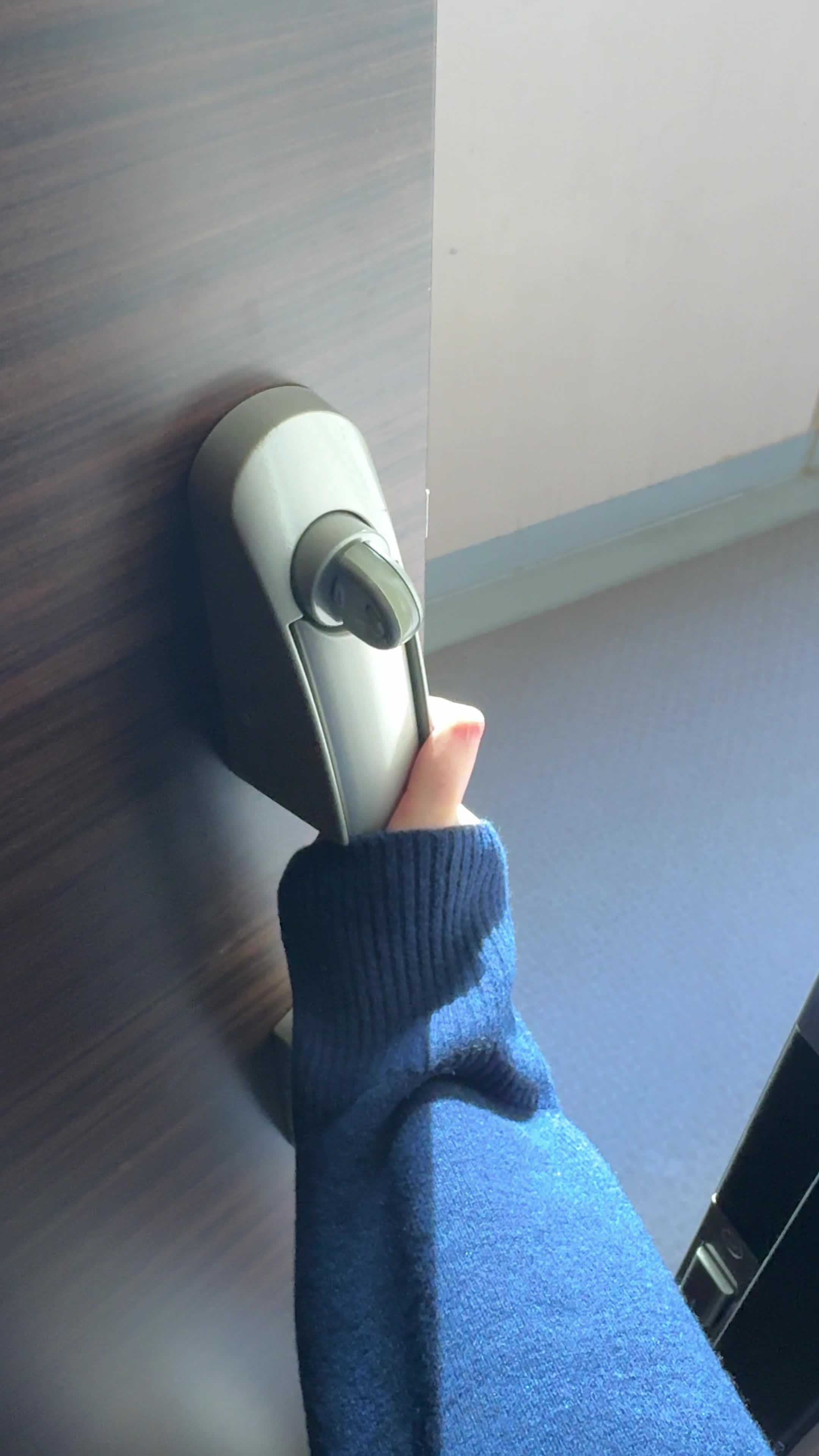 ドアの開閉を繰り返しながら動作を確認するような仕草